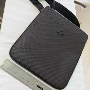 Lacoste Textured Black Messenger Bag